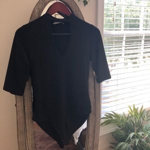 Black leotard with choker neck